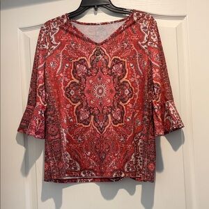 Source Unknown Red Paisley Blouse